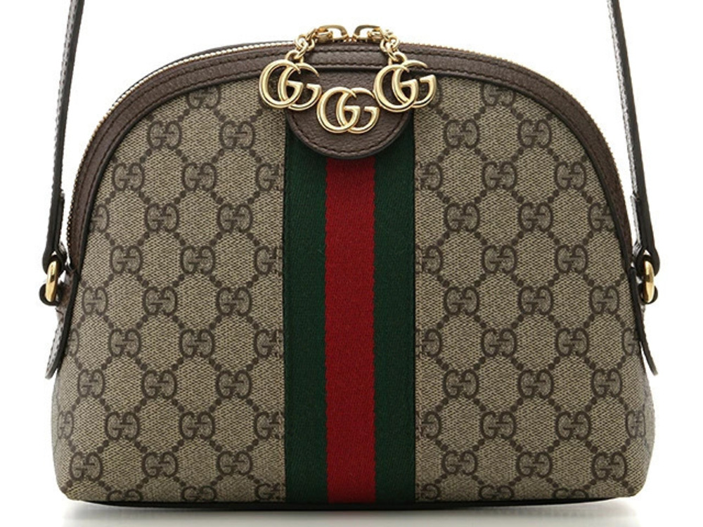 Gucci Ophidia GG Shoulder Bag Canvas Leather Beige Cream Brown